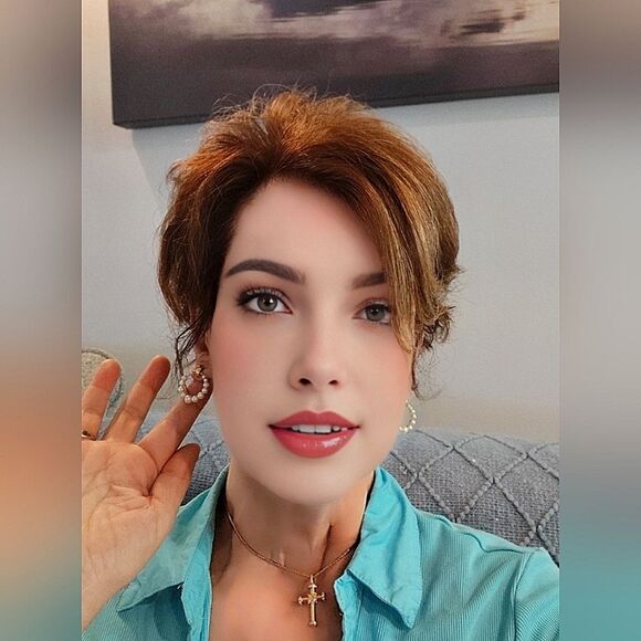 #Vintage Faux Pearl & Gold Tone Circle Pierced Earrings 1" - Picture 2 of 5